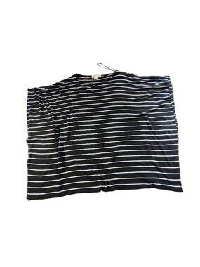 Michael  Kors Womens Black & White Striped Oversized Top L Batwing-style sleeves